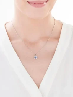 Zawieszka z białego złota z diamentami i tanzanitem - próba 585