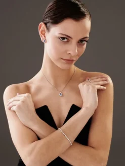 Zawieszka z białego złota z brylantami i tanzanitem - próba 585