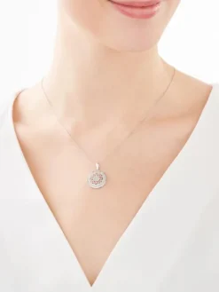 Zawieszka z białego złota z diamentami - rozeta - 0,14 ct - próba 585