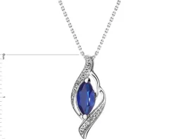 Zawieszka z białego złota z diamentami i szafirem syntetycznym - próba 375
