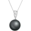 Zawieszka z białego złota z brylantami i perłą Tahiti - próba 750