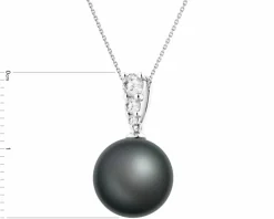 Zawieszka z białego złota z brylantami i perłą Tahiti - próba 750