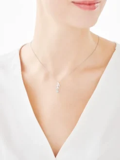 Zawieszka z białego złota z diamentami i topazami - liście - próba 375