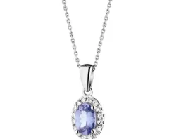 Zawieszka z białego złota z diamentami i tanzanitem - próba 585