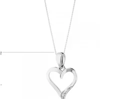 Zawieszka z białego złota z diamentem - serce - 0,002 ct - próba 585