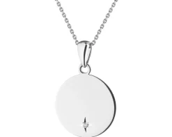 Zawieszka z białego złota z diamentem – koło - 0,005 ct - próba 585