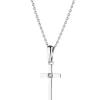 Zawieszka z białego złota z brylantem - krzyż - 0,006 ct - próba 585