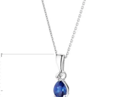 Zawieszka z białego złota z diamentem i szafirem syntetycznym - próba 375