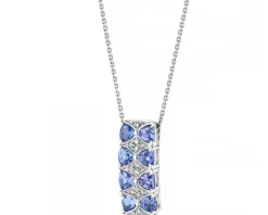Zawieszka z białego złota z diamentami i tanzanitami - próba 585