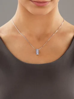 Zawieszka z białego złota z diamentami i tanzanitami - próba 585