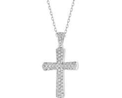 Zawieszka z białego złota z brylantami - krzyż - 0,30 ct - próba 585