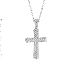 Zawieszka z białego złota z brylantami - krzyż - 0,30 ct - próba 585