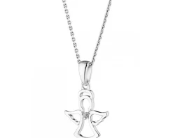 Zawieszka z białego złota z diamentem - aniołek - 0,003 ct - próba 375