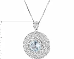 Zawieszka z białego złota z brylantami i topazami - próba 585