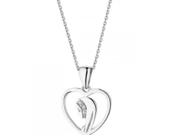 Zawieszka z białego złota z diamentami - medalik Matka Boska, serce - 0,006 ct - próba 375