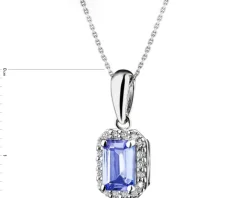 Zawieszka z białego złota z diamentami i tanzanitem - próba 585