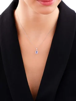 Zawieszka z białego złota z diamentami i tanzanitem - próba 585