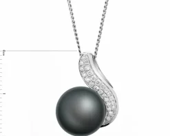 Zawieszka z białego złota z brylantami i perłą Tahiti - próba 585
