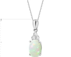 Zawieszka z białego złota z brylantami i opalem - próba 585