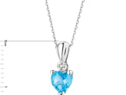 Zawieszka z białego złota z diamentem i topazem - serce - próba 375