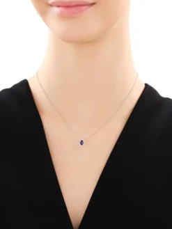 Zawieszka z białego złota z diamentami i szafirem syntetycznym - próba 585