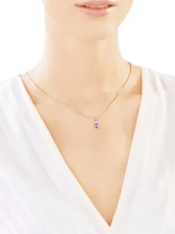 Zawieszka z białego złota z brylantami i tanzanitem - próba 585