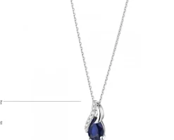 Zawieszka z białego złota z diamentami i szafirem - próba 585
