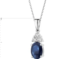 Zawieszka z białego złota z brylantami i szafirem - próba 585