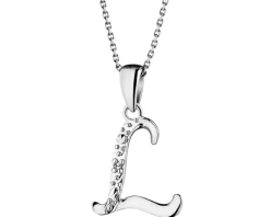 Zawieszka z białego złota z diamentem - litera L - 0,003 ct - próba 585