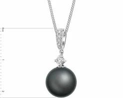 Zawieszka z białego złota z brylantami i perłą Tahiti - próba 585