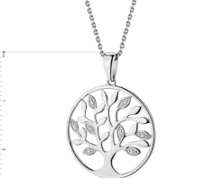 Zawieszka z białego złota z diamentami - drzewko - 0,01 ct - próba 585