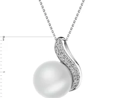 Zawieszka z białego złota z brylantami i perłą South Sea - próba 585