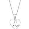 Zawieszka z białego złota z diamentem - litera L, serce - 0,005 ct - próba 585