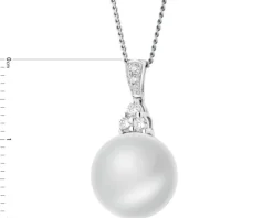 Zawieszka z białego złota z brylantami i perłą South Sea - próba 585