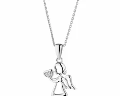 Zawieszka z białego złota z diamentem - aniołek, serce - 0,004 ct - próba 585