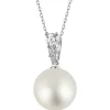 Zawieszka z białego złota z brylantami i perłą South Sea - próba 750