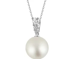 Zawieszka z białego złota z brylantami i perłą South Sea - próba 750