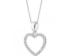 Zawieszka z białego złota z diamentami - serce - 0,10 ct - próba 585