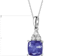 Zawieszka z  białego złota z brylantami i tanzanitem - próba 585
