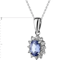 Zawieszka z białego złota z diamentami i tanzanitem - próba 585