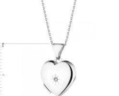 Zawieszka z białego złota z diamentem - puzderko - serce - 0,005 ct - próba 375