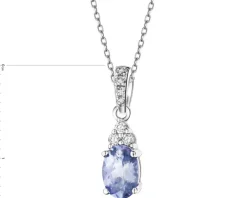 Zawieszka z białego złota z brylantami i tanzanitem - próba 585