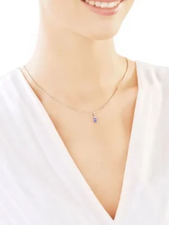 Zawieszka z białego złota z brylantami i tanzanitem - próba 585