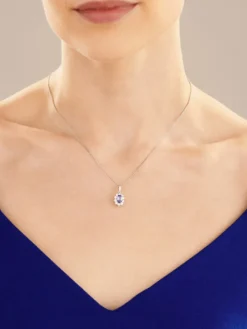 Zawieszka z białego złota z brylantami i tanzanitem - próba 585