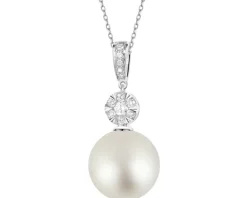Zawieszka z białego złota z brylantami i perłą South Sea - próba 750