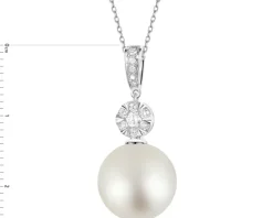 Zawieszka z białego złota z brylantami i perłą South Sea - próba 750