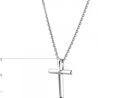 Zawieszka z białego złota z diamentem - krzyż - 0,003 ct - próba 585