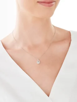 Zawieszka z białego złota z diamentami i akwamarynem - próba 585