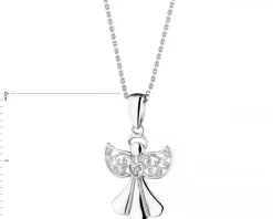 Zawieszka z białego złota z diamentem - aniołek - 0,003 ct - próba 375