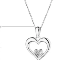 Zawieszka z białego złota z diamentem - serce - 0,003 ct - próba 585
